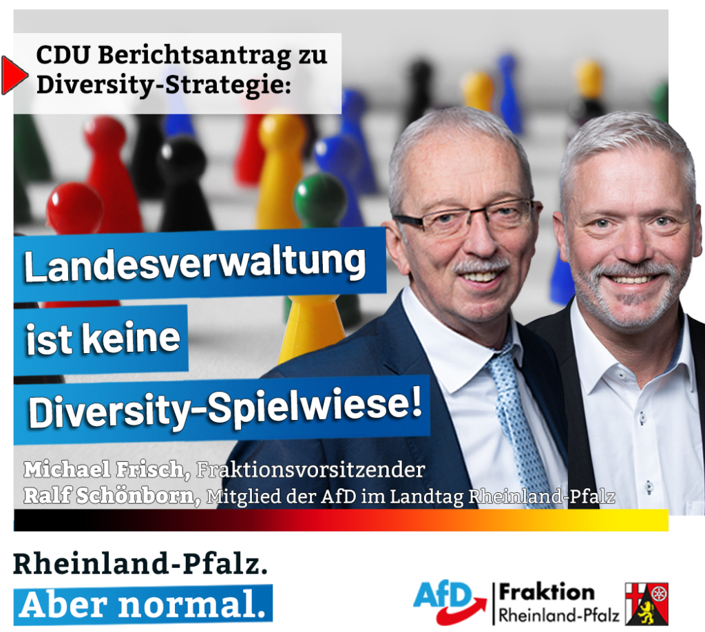 Michael Frisch und Ralf Schönborn (beide AfD) zu CDU-Berichtsantrag: Landesverwaltung ist keine Diversity-Spielwiese!